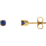 14K Yellow Gold Imitation Blue Sapphire Youth Earrings