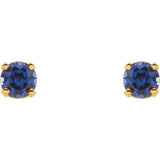 14K Yellow Gold Imitation Blue Sapphire Youth Earrings