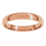 14K Rose Gold 3 mm Lightweight Comfort-Fit Half Round Band Size 8