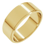 14K Yellow Gold 7 mm Stepped-Edge Flat Band Size 9.5