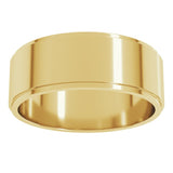 18K Yellow Gold 7 mm Stepped-Edge Flat Band Size 11.5