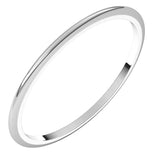 14K White Gold 1 mm Half Round Band Size 4