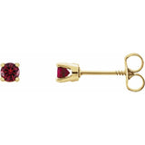 14K Yellow Gold Natural Ruby Youth Earrings