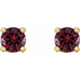 14K Yellow Gold Natural Ruby Youth Earrings