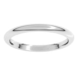 18K White Gold 2 mm Comfort-Fit Half Round Band Size 7.5