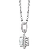 Sterling Silver Lab-Grown White Sapphire & .01 CTW Natural Diamond 18" Necklace