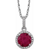 Sterling Silver Lab-Grown Ruby & .01 CTW Natural Diamond 18" Necklace