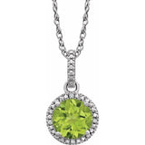 Sterling Silver Natural Peridot & .01 CTW Natural Diamond 18" Necklace