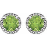 Sterling Silver Natural Peridot & .01 CTW Natural Diamond Earrings