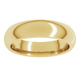 14K Yellow Gold 5 mm Comfort-Fit Half Round Band Size 10