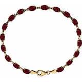 14K Yellow Gold Natural Mozambique Garnet 7 1/4" Bracelet
