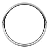 14K White Gold 1 mm Lightweight Half Round Band Size 6
