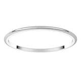 14K White Gold 1 mm Lightweight Half Round Band Size 6