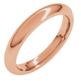 18K Rose Gold 3 mm Comfort-Fit Half Round Band Size 7