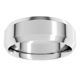 14K White Gold 7 mm Beveled-Edge Comfort-Fit Flat Band Size 10