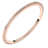 14K Rose Gold 1 mm Half Round Band Size 8.5