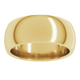 14K Yellow Gold 8 mm Comfort-Fit Half Round Band Size 12