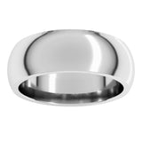 14K White Gold 7 mm Comfort-Fit Half Round Band Size 8