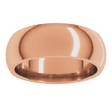 10K Rose Gold 7 mm Comfort-Fit Half Round Band Size 11