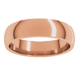 10K Rose Gold 5 mm Lightweight Comfort-Fit Half Round Band Size 10