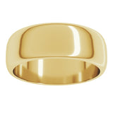 14K Yellow Gold 7 mm Half Round Band Size 11