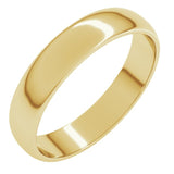 10K Yellow Gold 4 mm Lightweight Half Round Band Size 3.5