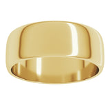 14K Yellow Gold 7 mm Lightweight Half Round Band Size 7