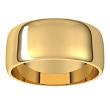 14K Yellow Gold 8 mm Lightweight Half Round Band Size 8