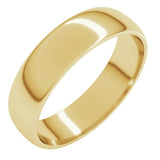 10K Yellow Gold 5 mm Lightweight Half Round Band Size 10