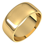 10K Yellow Gold 8 mm Lightweight Half Round Band Size 11