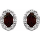 Sterling Silver Natural Mozambique Garnet & .025 CTW Natural Diamond Earrings