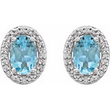 Sterling Silver Natural Sky Blue Topaz & .025 CTW Natural Diamond Earrings