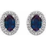 Sterling Silver Lab-Grown Alexandrite & .025 CTW Natural Diamond Earrings