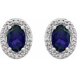 Sterling Silver Lab-Grown Blue Sapphire & .025 CTW Natural Diamond Earrings