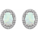 Sterling Silver Lab-Grown Opal & .025 CTW Natural Diamond Earrings