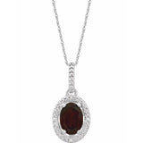 Sterling Silver Natural Mozambique Garnet & .01 CTW Natural Diamond 18" Necklace