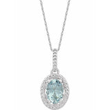 Sterling Silver Natural Aquamarine & .01 CTW Natural Diamond 18" Necklace