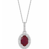 Sterling Silver Lab-Grown Ruby & .01 CTW Natural Diamond 18" Necklace