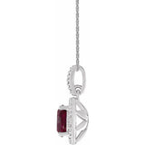 Sterling Silver Lab-Grown Ruby & .01 CTW Natural Diamond 18" Necklace
