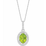 Sterling Silver Natural Peridot & .01 CTW Natural Diamond 18" Necklace