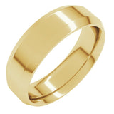 10K Yellow Gold 6 mm Beveled-Edge Comfort-Fit Flat Band Size 11