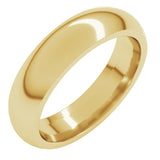 10K Yellow Gold 5 mm Comfort-Fit Half Round Band Size 9