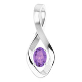14K White Gold 6x4 mm Oval Natural Amethyst Pendant