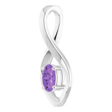 14K White Gold 6x4 mm Oval Natural Amethyst Pendant