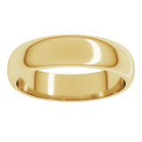 14K Yellow Gold 5 mm Half Round Band Size 6.5