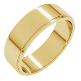 14K Yellow Gold 6 mm Stepped-Edge Flat Band Size 9.5
