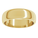 10K Yellow Gold 6 mm Half Round Band Size 11.5