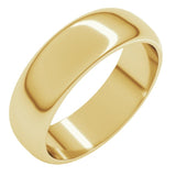 18K Yellow Gold 6 mm Half Round Band Size 8.5
