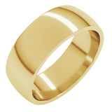 10K Yellow Gold 7 mm Lightweight Comfort-Fit Half Round Band Size 11