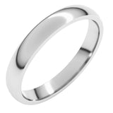 14K White Gold 3 mm Lightweight Comfort-Fit Half Round Band Size 13